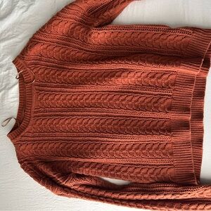 Women's Cable Knit Sweater - Rust